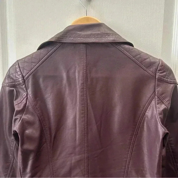 Ricki’s Faux Leather Jacket Moto Biker Vegan Burgundy Oxblood Plum Maroon Size 4 - Picture 8 of 15